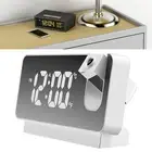 (White)Projection Alarm Clock 360 Degree Flexible Adjust Creative LED Mirror AU