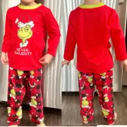 Toddler 3T & 4T Matching Grinch Christmas Pyjamas 'Never Naughty' Red Pajamas