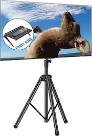 Portable TV Tripod Stand with TV Top Shelf Adjustable TV Stand Universal TV Tripod Outdoor Floor Stand for 30"-55" TV No Drilling Needed