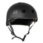 S1 Lifer Certified Matte Black Grey Straps Skateboard Helmet