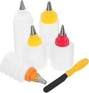 LOPUNER 6pcs Icing Bottle Set Transparent Decorating Tools for DIY Cookie and Cake Decoration Versatile Nozzle Selection for Stunning Easy to Clean and Reusable Icing Supplies