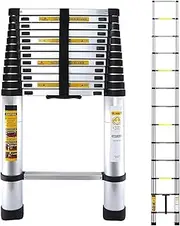 Telescopic Ladder, 3.2M(10.5FT) Thickened Aluminium Extension Telescoping, Adjustable Height Max Load 150kg/330lb for Decorating, Roof Repair