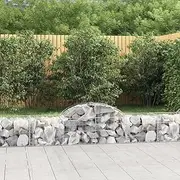 Arched Gabion Baskets 3 pcs 200x50x40/60 cm Galvanised Iron,Pots & Planters-3146258