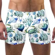 [VBFOFBV] Men's Printed Jammer Swimsuit Swim Shorts, Sea Life Blue Coral Crab Starfish