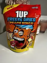 1UP Freeze Dried Peach Rings Candy 2oz Bag Sealed IN HAND As SEEN ON TIK-TOK