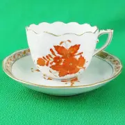CHINESE BOUQUET RUST by Herend Demi Cup & Saucer NEW NEVER USED made in Hungary