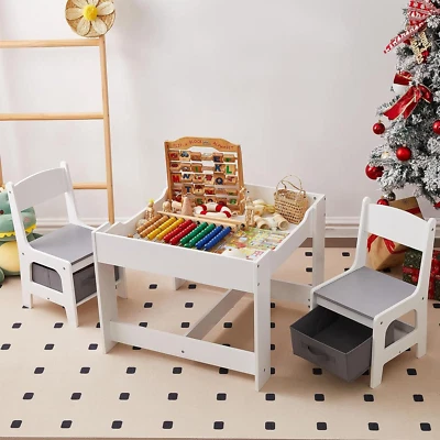 Kids Table and Chair Set with Storage,Table and Chairs for Kids 2-5, Toddler Tab