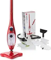 H2O X5+ Steam Mop and Handheld Steam Cleaner - Multifunctional and Multi-Purpose System for Floors, Carpets, Windows, Upholstery, Kitchens and Bathrooms (Red)