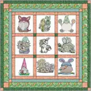 Quilt Kit Easter Whimsy Bunnies and Gnomes/Pre Cut Ready To Sew/Finished Embroid
