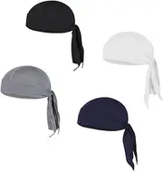[JZS] Sweat Wicking Beanie Cap, 4 Pcs Cooling Sweat Wicking Skull Cap Helmet Liner Skull Cap Breathable Outdoor Cycling Head Wrap for Women Men(Multicoloured)
