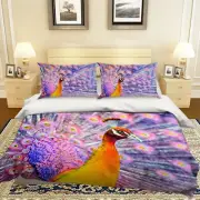 3D Beautiful Peacock P336 Animal Bed Pillowcases Quilt Duvet Cover Set Queen Kay