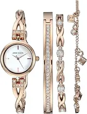 [Anne Klein] Women's Crystal Accented Watch and Bracelet Set