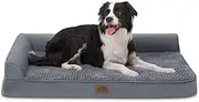 COZY KISS Orthopedic Dog Bed for Large Dog, XL Pet Couch for Extra Large Dog, Big Supportive Foam Bolster Sofa with Waterproof Lining Cover, Anti-Slip, Comfort, Washable, L Shape, 42x30x7.5 in, Grey