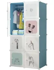 [SOGA] Portable Foldable Closet Wardrobe 8 Cubes in Blue
