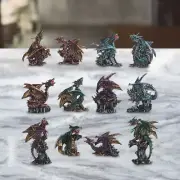 2"- 4"H 12-PC Figurine Medieval Mini Dragons Figurine Home Decor Unique Gift