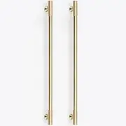 RZDEAL 2pcs Solid Brass Gold Cabinet Pulls, 12-3/5Inch Hole Centers for Kitchen Cupboard Handles Modern Drawer Dresser Pulls Bathroom Brushed Brass Cabinet Pulls Wardrobe Door Handles