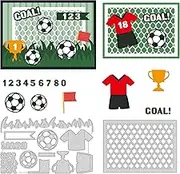 2 x Football Cutting Dies Made of Carbon Steel, Turf Soccer Goal Trophy Metal Embossing Stencil for DIY Scrapbooking Album Paper Cards Decorative Craft