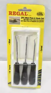 Regal 3 Piece Mini Pick & Hook Set Curved/Offset/90° Tool Cache Kit 19651