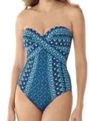 MIRACLESUIT 6524197 Mosaica Seville Underwire Bandeau One Piece Swimsuit 14 NEW