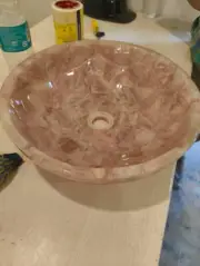 Pink Quartz Wash Basin, Natural Stone Bathroom Basin, Healing Crystal Basin