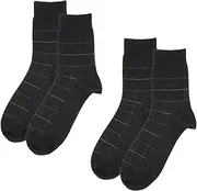 fukuske(福助) Fukusuke 33125WQ 33125WQ Men's Socks, Authentic Speed Deodorizing, Crew Length Socks, 2-Piece Set, Checkered Pattern, Loose Cuff, Reinforced Toe Heels, Antibacterial, Odor Resistant, Dry Material,