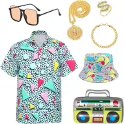 Joyesplay 80s 90s Costume Retro T-Shirts Set for Men 80s 90s Hawaiian shirts ...
