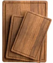 Acacia Wood Cutting Boards Set of 3 for Kitchen, Large Wooden Cutting Board w...