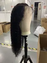 13*4 Frontal Lace wig 200% natural black jerry curly 28 inch, human hair.
