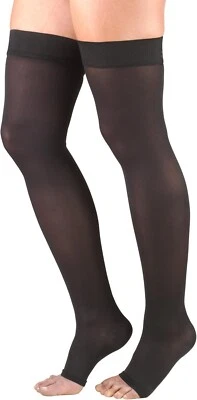 Truform Ladies' Opaque Thigh High Compression Stockings Open Toe M L 0362