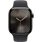Apple Watch Series 10 42mm Slate Titanium Case GPS + Cellular Sport Band (M/L) (Black)