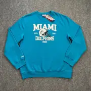 Mitchell & Ness Miami Dolphins Retro Sweatshirt Adult X-Large Teal NFL Football