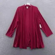 Chicos Womens Travelers Drape Jacket 2 Size 12 Deep Cherry Red Open NEW