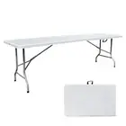 8 Foot Folding Table 8ft Foldable Portable Plastic Picnic Tables with 96"×30"