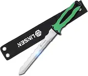 PAXLINSEN Stainless Steel Garden Knife with 11" Blade with New Handle, Double Side Utility Sod Cutter Lawn Repair Garden Knife with Nylon Sheath (GREEN)