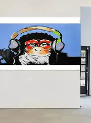 200cm CANVAS Art Print DJ MONKEY gorilla ape chimp PAINTING headphones Australia