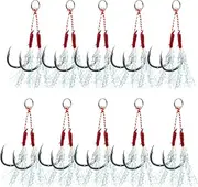 10Pcs Fishing Jigging Hooks Set Barbed Carp Fishing Hook with Feather and Split Rings Sea Fishhook Fly Fishing Tackle 10Pcs 18 10Pcs 18