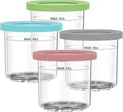 [Deelink] Ice Cream Containers Replacement for Ninja Creami Pints and Lids 16oz Compatible with NC300 NC301 NC299AMZ BPA-Free Dishwasher Safe Airtight Leaf-Proof Pack of 4 Pink Green Blue Grey