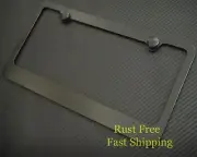 PLAIN BLACK METAL LICENSE PLATE FRAME+CAPS RUST FREE-Fits CHEVY HUMMER GMC MAZDA