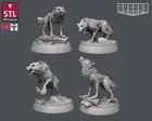 Wild Wolf Herd Miniature Set Wolf Companion Figurine for Ttrpgs Like D & D 5e