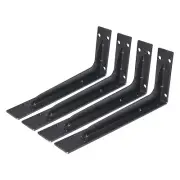 4pcs Black Shelf Bracket 14 inch L Floating Shelf Bracket for Shelves