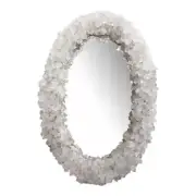 Crystal White Quartz Oval Shape Wall Hanging Mirror Exclusive Wall Decor Mirrors