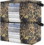 sanluoli 90L 2 Pack Folding Organizers For Bed Sheets with Reinforced Handles, clear window Closet Container