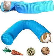 Collapsible Pet Tunnel, 2 PCS Hamster Fun Plastic Tunnels, Foldable Hideaway Exercising Training Tube Toys for Chinchilla, Guinea Pig, Gerbil, Mouse, Rat and Ferrets