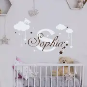 Girl Name Wall Decal Monogram Decal Bear Sticker Nursery Room Decor Art MM31