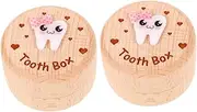 VICASKY 2pcs Box Wooden Tooth Storage Box Durable Keepsake Organizer for Teeth Hair Mementos Elegant Design for Nursery Safe Multifunctional Storage