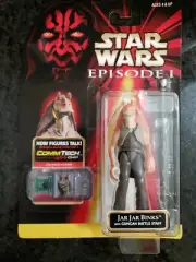 HASBRO STAR WARS EPISODE 1 JAR JAR BINKS WITH GUNGAN BATTLE STAFF+ commtech chip