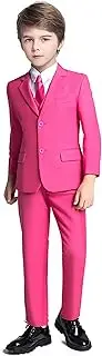 Fersumm Boys Suit 5 Piece Kids Party Tuxedo Blazer Vest and Pants Set with Tie for Boy Formal