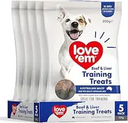 love'em Training Treats, Beef & Liver 5x200g - Soft and Chewy Bite-Sized Rewards, Supports Healthy Diet & Training