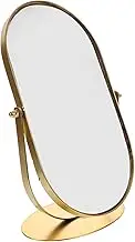 ABOOFAN Vintage Metal Cosmetic Mirror with Stand Elegant Makeup Mirror for Desk and Table Metal Material for Bedroom and Living Room Decor Stable Structure