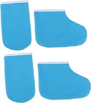 [WOONEKY] 1 Set Paraffin Wax Therapy Gloves Foot Covers Kit for Hands and Feet Easy On/off Warm Wax Maximize Moisture Absorption Salon/spa/home Use